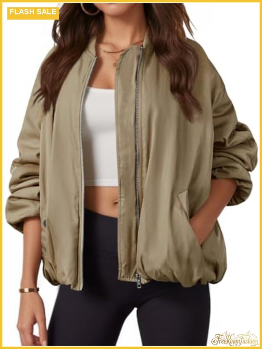 Womens Oversized Quilted Bomber Jacket Lightweight Puffer Coat Zip Utility